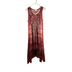 World Unity Maxi Length Dress S Stretchy Multicolor Red Coquette